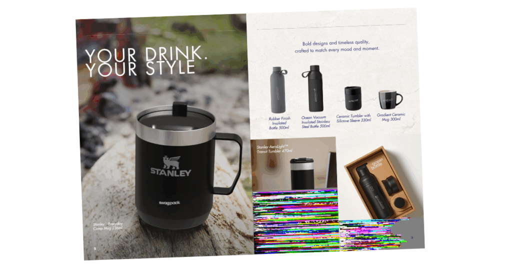 Image: Page from the Swagpack Christmas branded merchandise catalogue