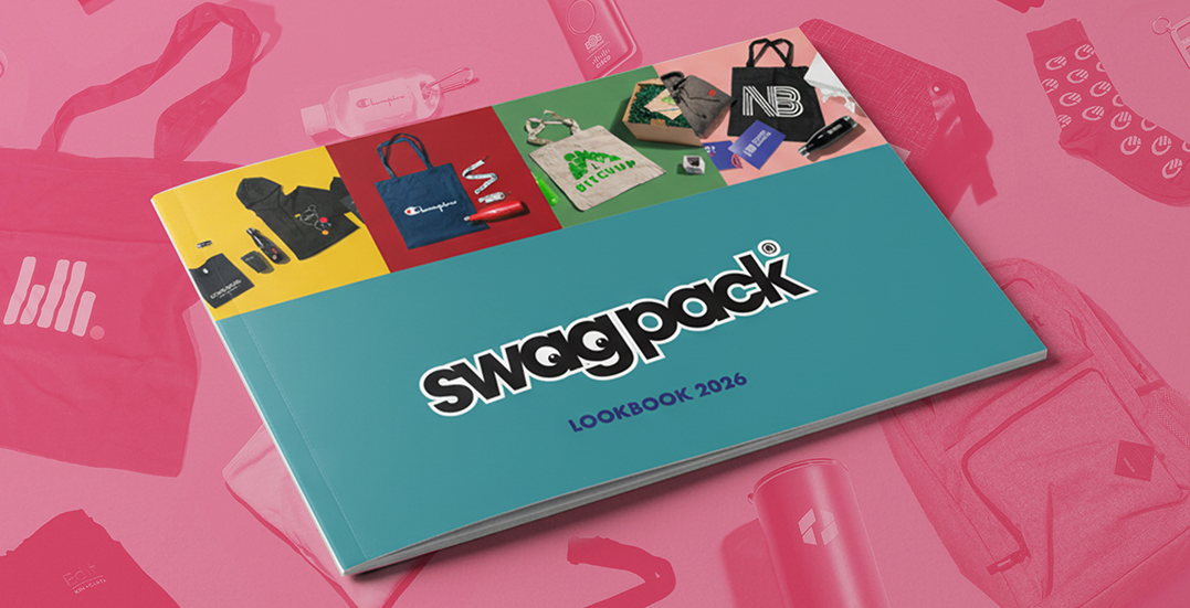 Image: The 2026 Swagpack Look Book, on a pink background